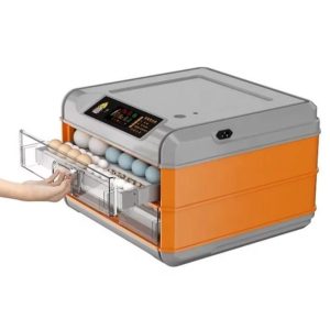 Incubadora 128 huevos Naranja con control automático de temperatura, humedad y volteo